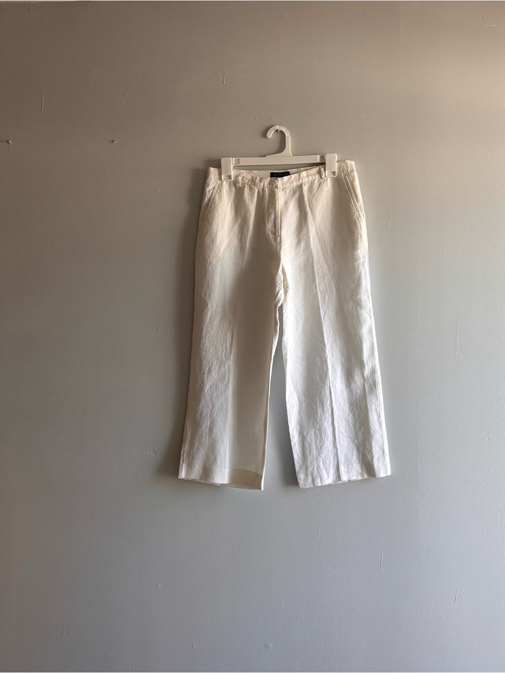 Ann Taylor Factory Store Women White Linen Cropped Pants Sz 8 Resort Beach Wear